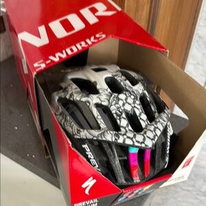 Specialized S-Works Helmet with Black, White, and Red Design